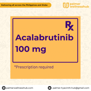 Acalabrutinib 100 mg capsules packaging for leukemia treatment
