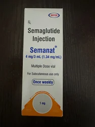 Semanat 4 mg high-dose semaglutide injection vial and syringe on a white wellness background