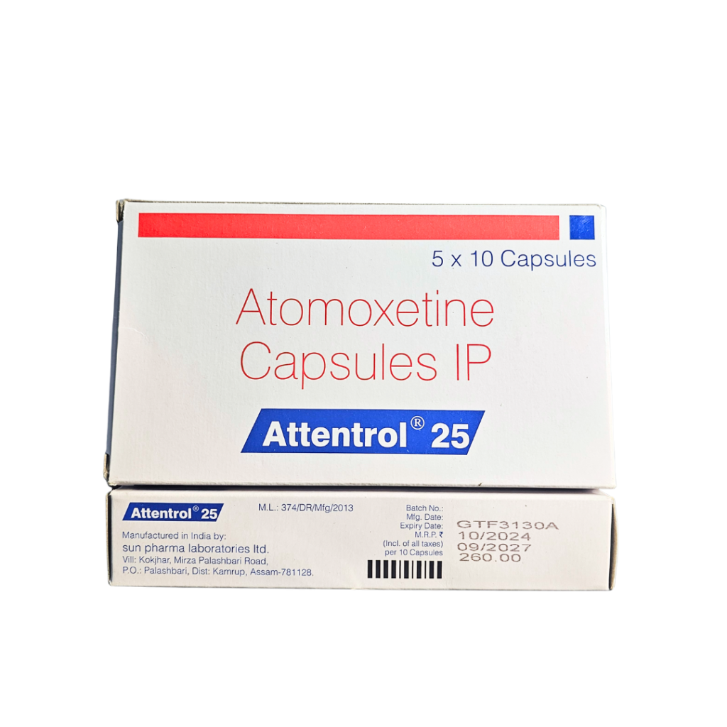 Attentrol 25 mg atomoxetine capsules packaging