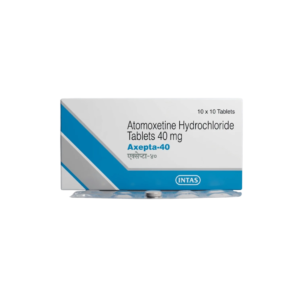 Atomoxetine 40 mg Tablets Axepta box packaging by Intas